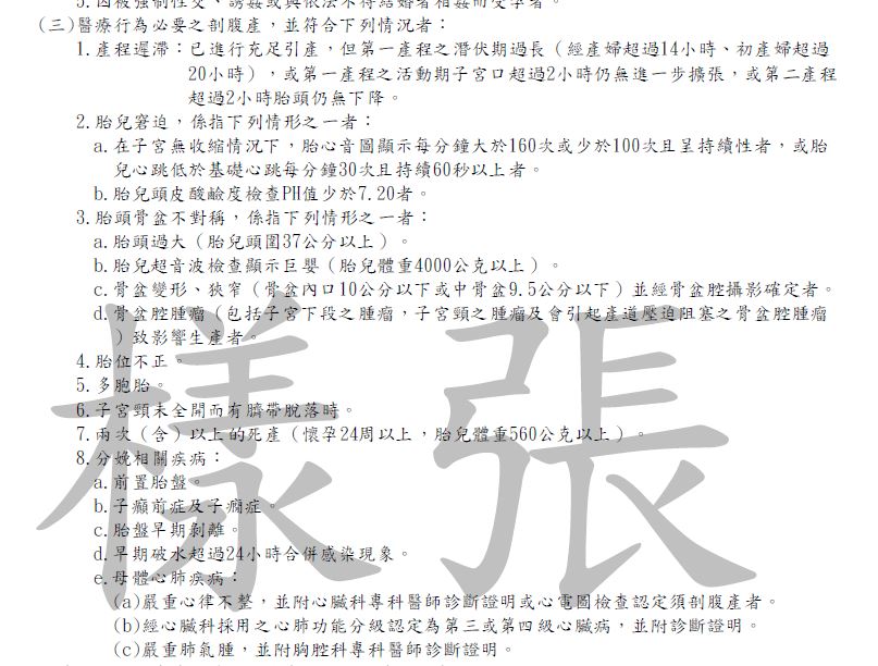 住院醫療保險必要性剖腹產條款續頁